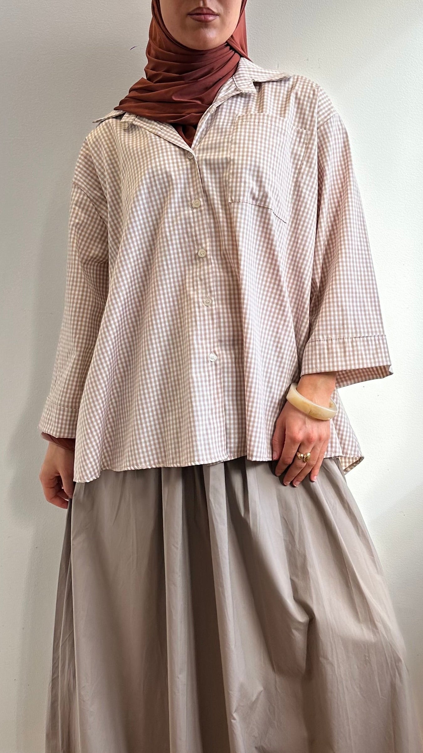 Chemise Vichy beige